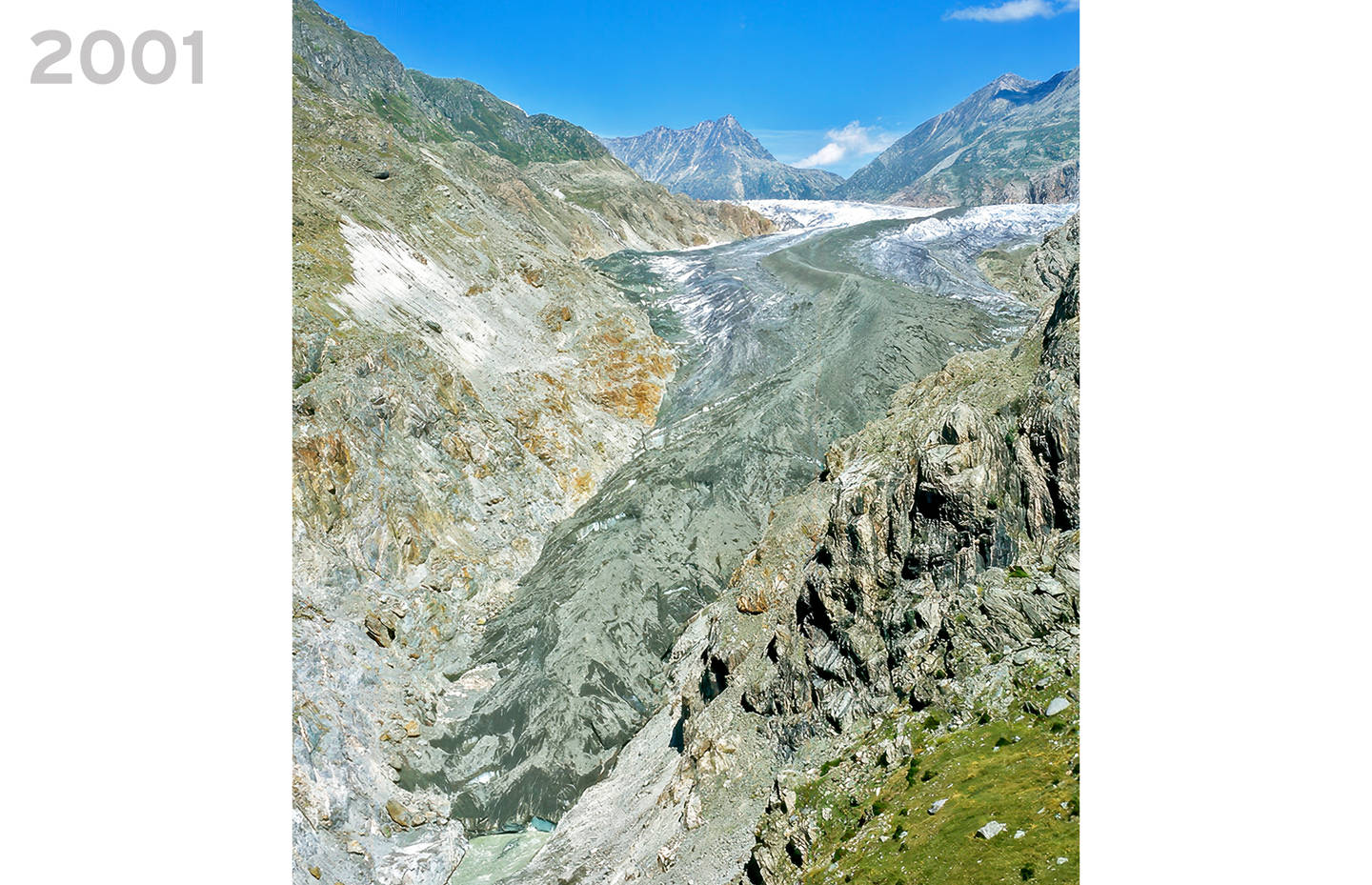 Aletschgletscher im Jahr 2001 vom Aletschkopf aus fotografiert